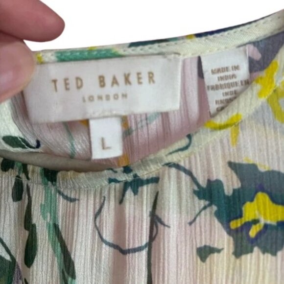 Ted Baker Leyone abstract floral-print crepe coverup dress size L - Picture 8 of 9